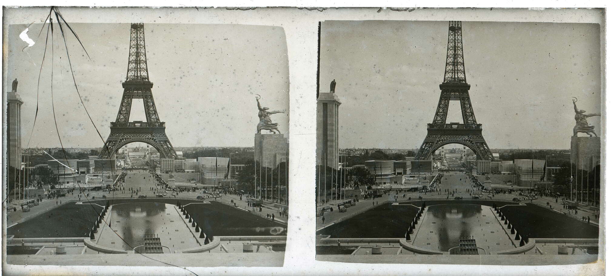 Vue stéréoscopique du Trocadéro, lors de l'Exposition universelle de 1937 à Paris